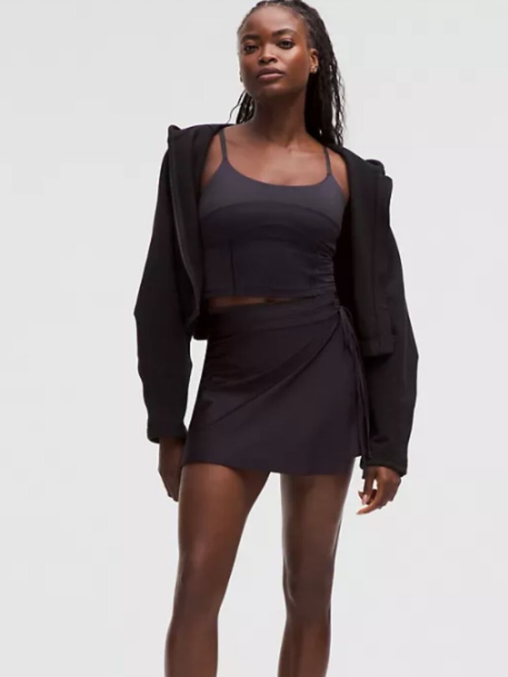 Satin Ballet High-Rise Wrap Skirt Black Size M (Nightmoth)